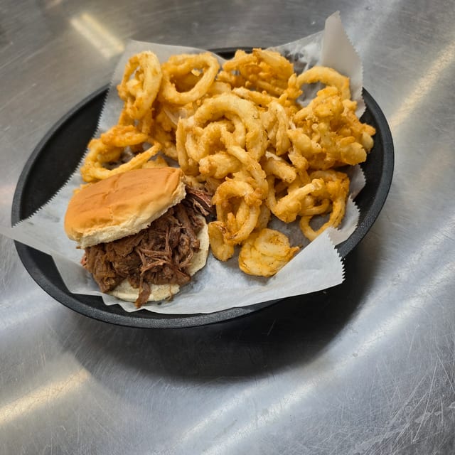 Pulled Lean Brisket Sandwich.